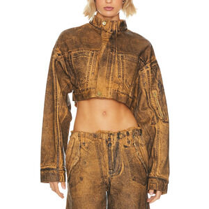 H:Ours 'Anaisa' Brown Oversized Cropped Jacket Size L - NWT